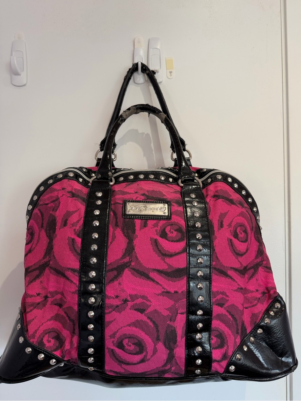 Vintage Betsey Johnson Pink Rose Weekender Purse